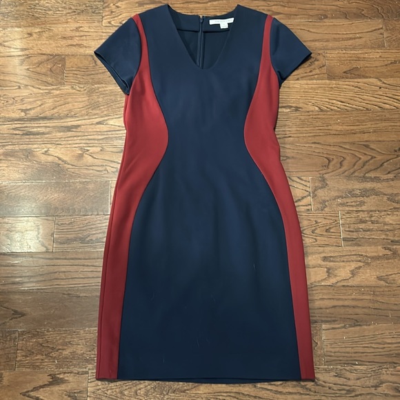 DVF - DIANE VON FURSTENBERG - Sheath dress blue and red soft size 12 - Picture 1 of 11